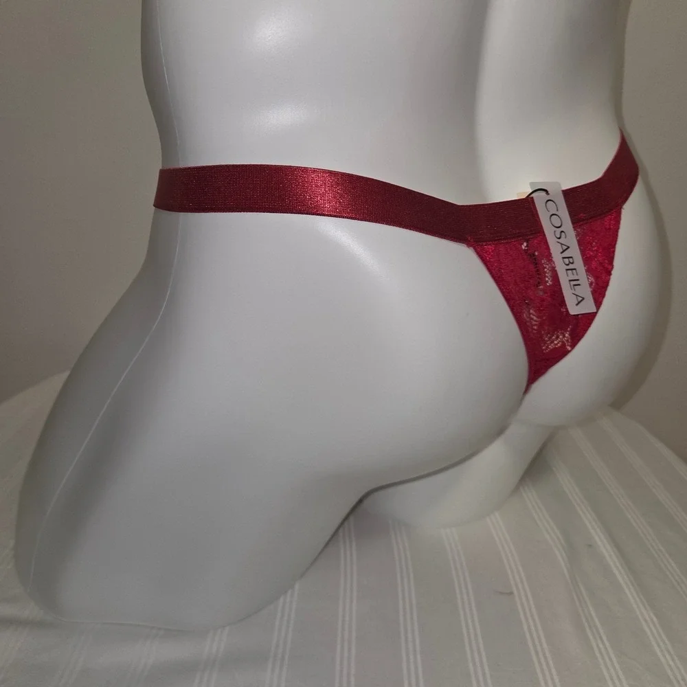 Cosabella Italian Mystic Red Lace Mid-Rise Men's Thong Stretch Underwear